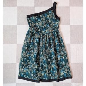 NWT Anna Sui one shoulder 100% silk underwater forest dress